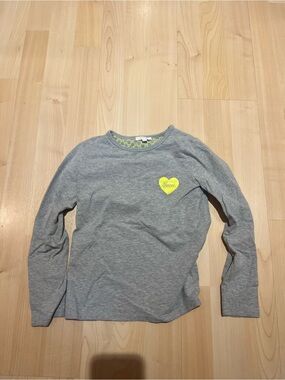 Gucci Gray Long Sleeve Tee with Neon Yellow Heart